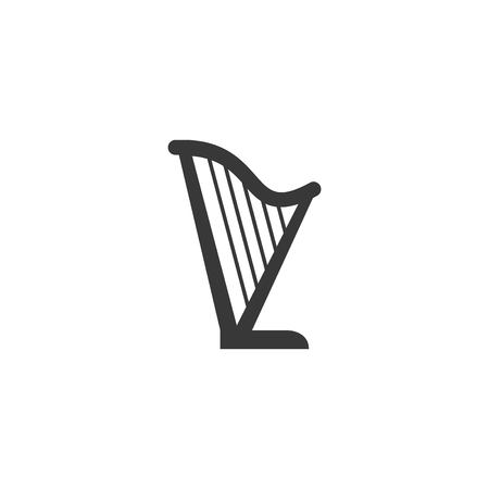 Harp silhouette vector icon on white backgroundのイラスト素材