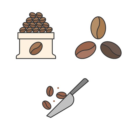 Brewed coffee and coffee roast icon set.のイラスト素材