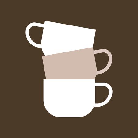 Stacked of Three ceramic mugs, flat iconのイラスト素材