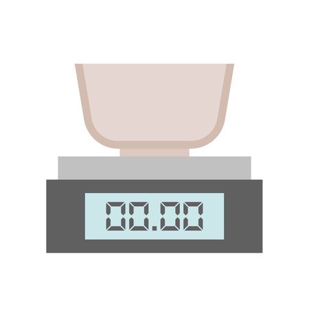 Digital scale with bowl, kitchen equipment, flat iconのイラスト素材