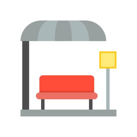 bus station stop icon, flat designのイラスト素材