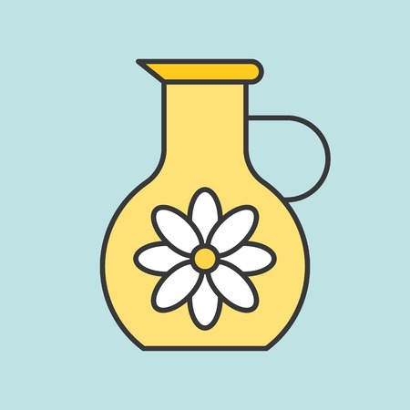 jug of floral essence, filled outline icon for beauty ingredient conceptのイラスト素材