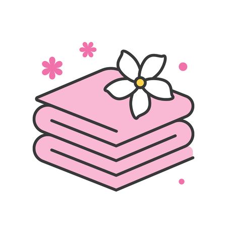 Towels with jasmine, spa concept iconのイラスト素材