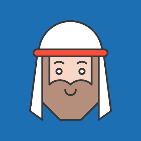 Cute muslim Arab male avatar icon, filled outlineのイラスト素材