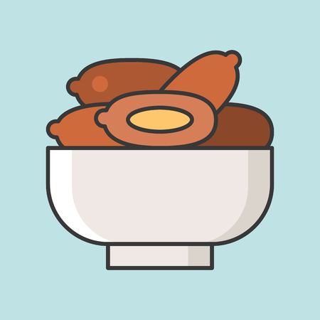 Dates fruit in bowl, filled outline ramadan icon setのイラスト素材