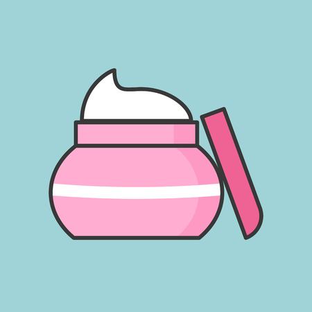 Moisturizer Cosmetic jar, filled outline iconのイラスト素材