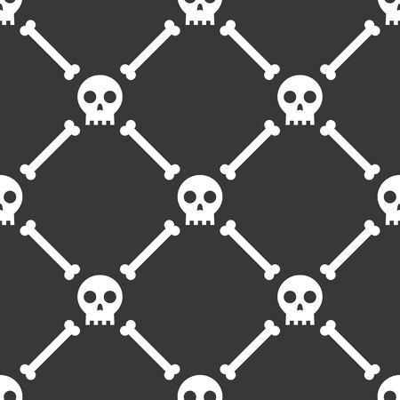 Halloween seamless pattern skull and bone, flat design with cliping mask easy to editableのイラスト素材