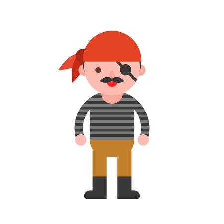 pirate, children in Halloween costume, flat design spooky Halloween themeのイラスト素材