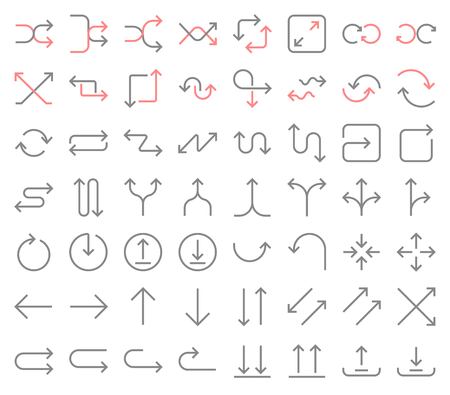 Arrow icon set for user interface outline editable stroke pixel perfectのイラスト素材