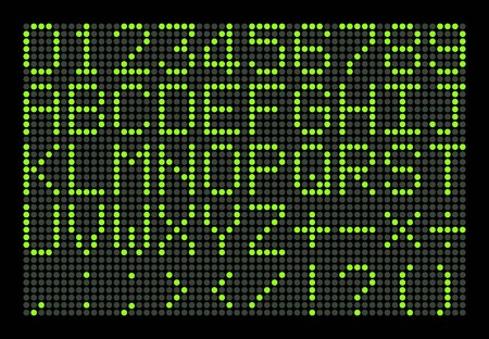 LED display alphabhet A to Z and number, flat design vector illustrationのイラスト素材