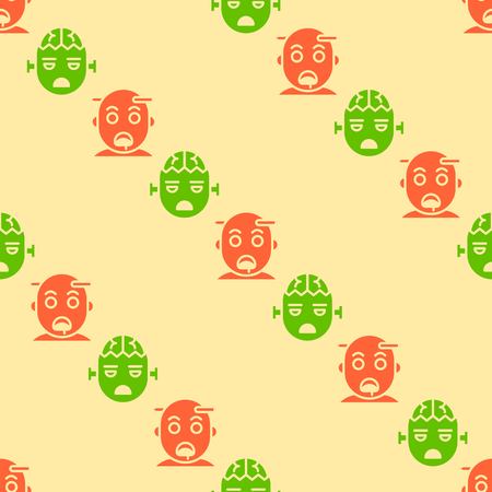 zombie, Spooky Halloween seamless pattern, flat design with clipping maskのイラスト素材