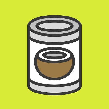 cute coconut milk or coconut oil in canned, filled outline icon editable strokeのイラスト素材