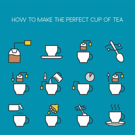 cooking instruction how to make perfect cup of tea icon filled outline editable strokeのイラスト素材