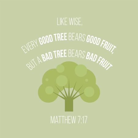 Bible verse typographic poster from matthew about good and bad people, vector illustrationのイラスト素材