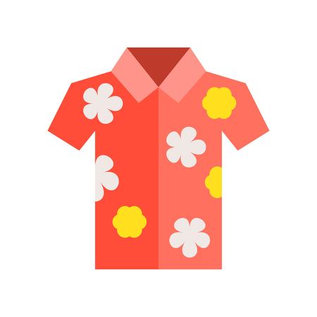 Hawaii shirt with flower pattern, colorful summer related flat iconのイラスト素材