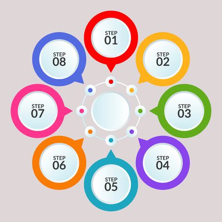 Infographic template of circle connection for use in workflow diagram poster, vector illustrationのイラスト素材