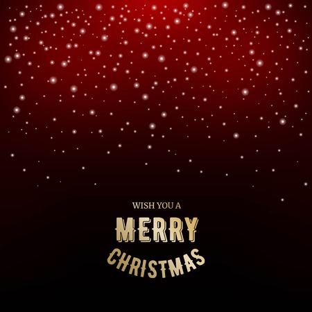 wish you a merry christmas typography on glitter star or snow drop night scene on mesh background, Christmas theme for use as wallpaper or backdropのイラスト素材