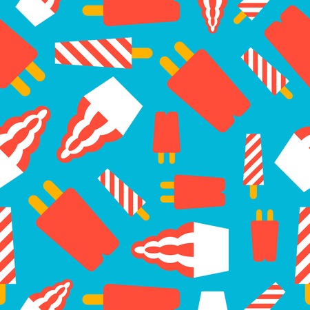 Ice cream seamless pattern vector, flat design summer theme for wallpaper and wrapping paperのイラスト素材