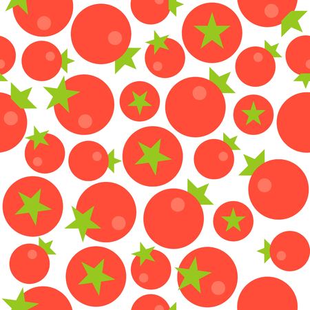 Tomato seamless pattern vector, flat design for use as wallpaper, wrapping paper, background or backdropのイラスト素材
