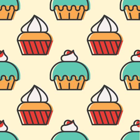 Colorful cute Cupcake seamless pattern vector for wrapping paper giftのイラスト素材