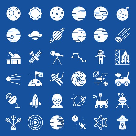 solar system, Space and astronaut vector icons, solid styleのイラスト素材