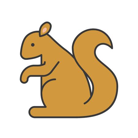 squirrel vector isolated on white background,  filled outline designのイラスト素材