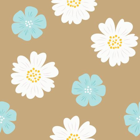 floral seamless pattern vector, flat design for use as background, wrapping paper or  wallpaperのイラスト素材