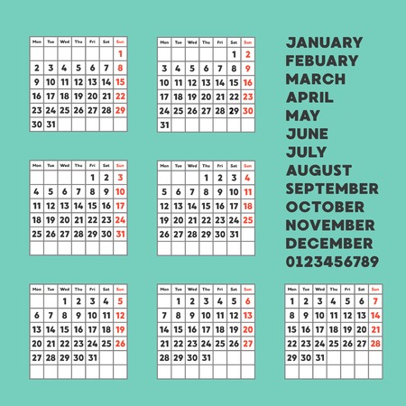 Calendar planner template vector illustration, flat design.のイラスト素材