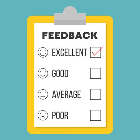 feedback questionnaire template for use in business, flat design vector illustrationのイラスト素材