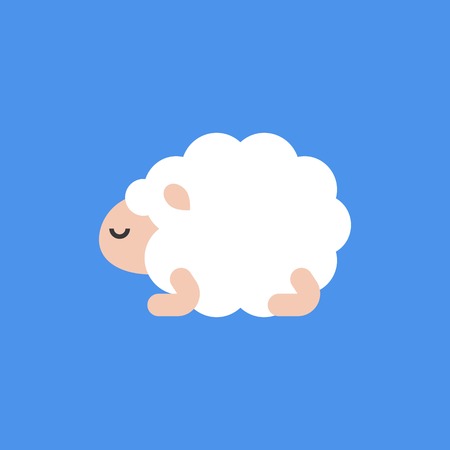 Cute cartoon sleeping sheep, flat design vector.のイラスト素材