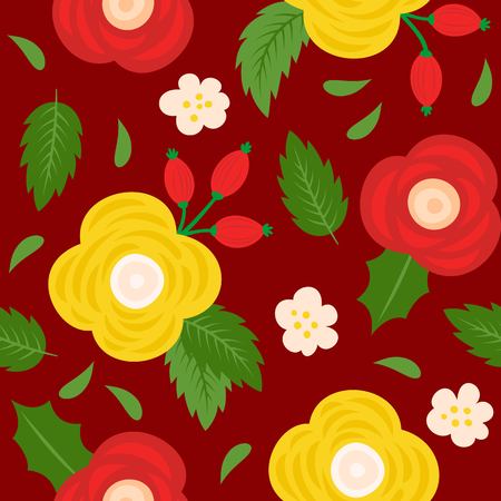 floral seamless pattern vector, flat design for use as background, wrapping paper or  wallpaperのイラスト素材