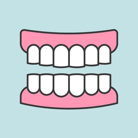 Gums with teeth or Denture, dental related icon, filled outline.のイラスト素材
