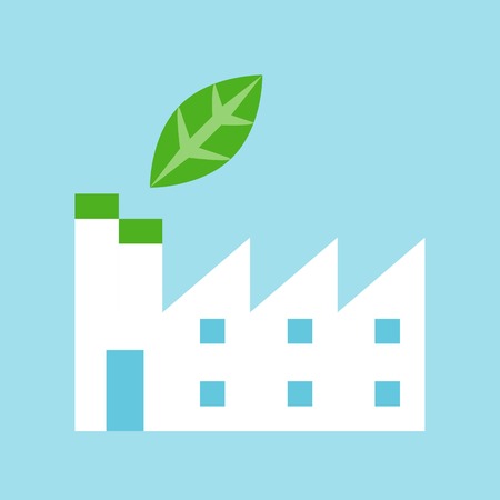 Green factory, Flat icon of clean energy and save environmental concept.のイラスト素材