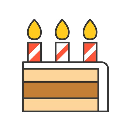 slice of birthday cake, sweets and pastry set, filled outline icon.