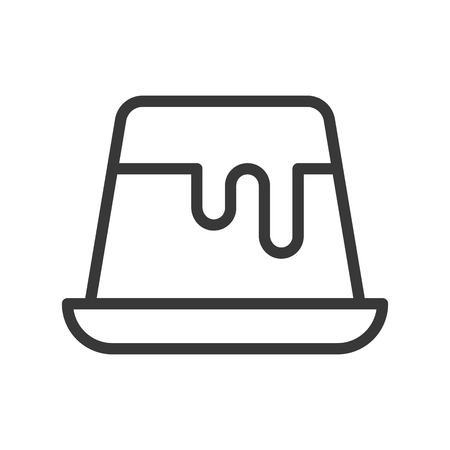 custard pudding, sweets and dessert outline icon.のイラスト素材