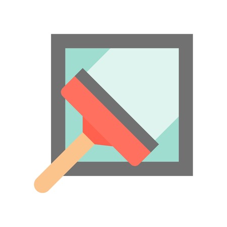 Squeegee and window, cleaning and laundry service related flat icon set.のイラスト素材