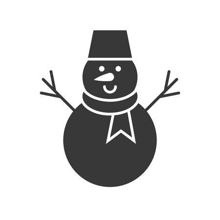 snowman in Christmas and winter theme, glyph style.のイラスト素材