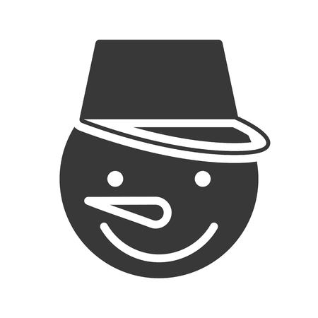 snowman in Christmas and winter theme, glyph style.のイラスト素材