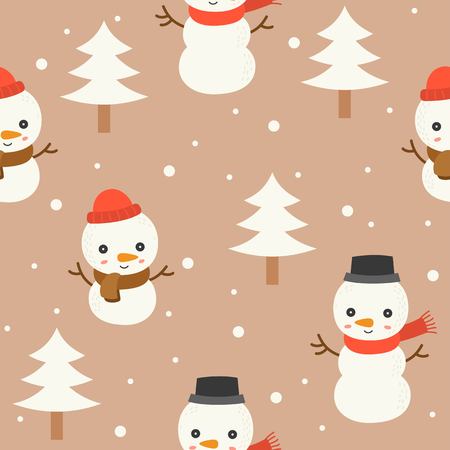snowman editable line detail,christmas seamless pattern theme, for use as wallpaper or wrapping paper giftのイラスト素材