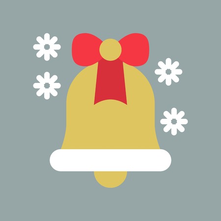 jingle bell and snowflakes, cute christmas and winter related set,suitable for use as material.flat designのイラスト素材