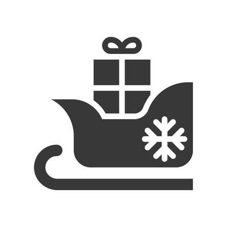 santa sledge and gift box. cute christmas and winter related set,solid design.suitable for use as material.のイラスト素材