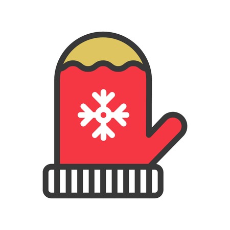 mitten glove. cute christmas and winter related set,suitable for use as material.editable outlineのイラスト素材