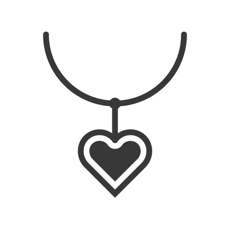wedding heart pendant, jewelry icon, glyph styleのイラスト素材