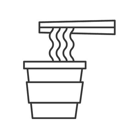 instant noodles cup, food outline vector iconのイラスト素材