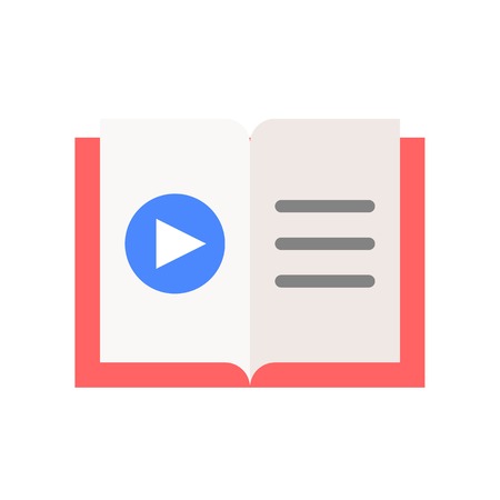 play button on book, online education icon conceptのイラスト素材
