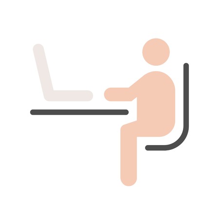 human pictogram sitting on chair searching data on laptop computerのイラスト素材