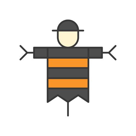 scarecrow, halloween related icon filled outline editable strokeのイラスト素材