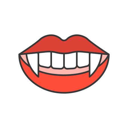 vampire teeth, Halloween related icon, filled outline design editable strokeのイラスト素材