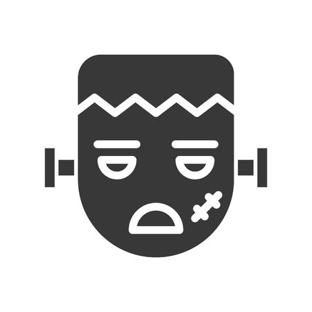 zombie face, halloween character icon vector illustrationのイラスト素材
