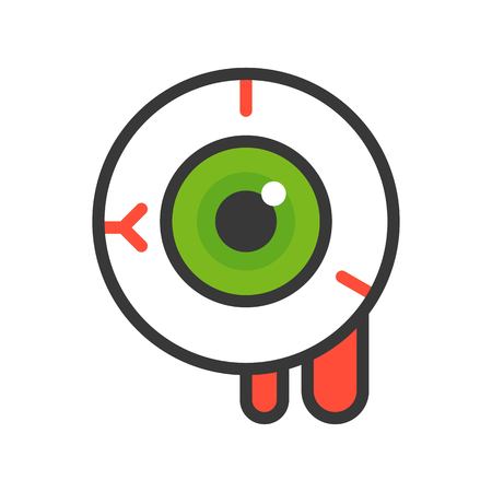 bloody eyeball, halloween vector icon editable strokeのイラスト素材